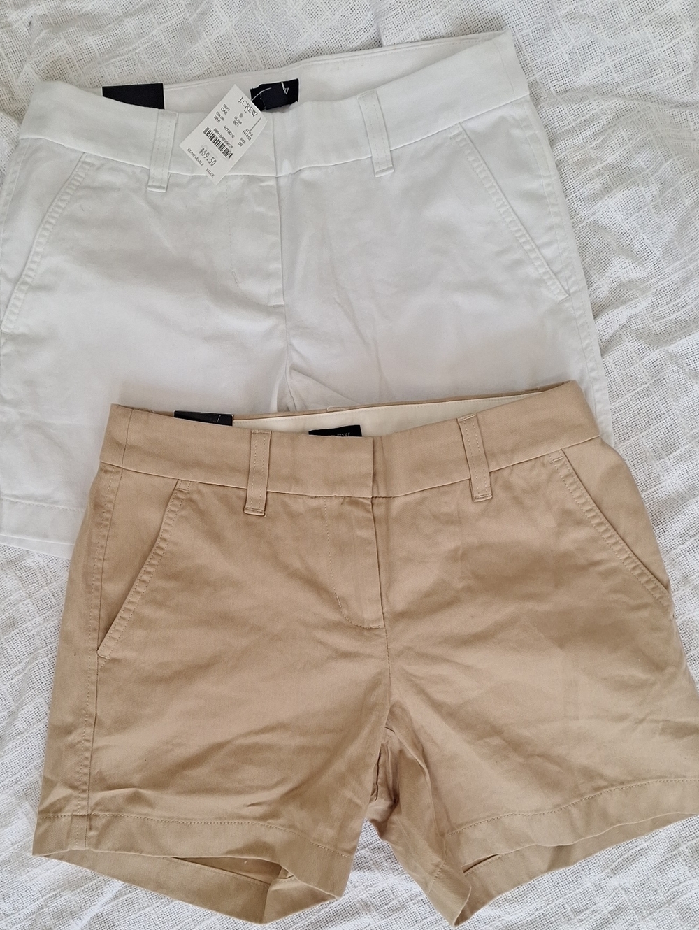 2pc Bundle 5in J. Crew Gameday White Khaki Tan Chino Shorts Sz 00 Al569 H1453